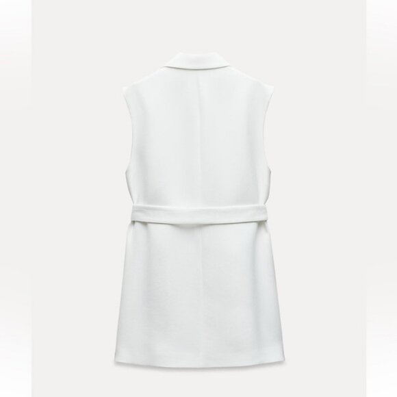 ZARA LONG BELTED DOUBLE BREASTED VEST - Picture 5 of 7
